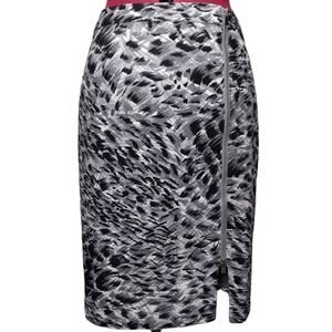 Talbots Side Double Zip Painted Black Gray White Pencil Skirt Size 4